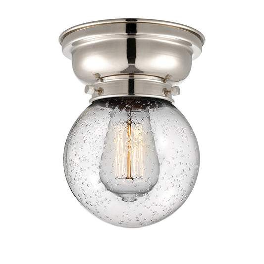 Innovations Beacon 1 Light Flush Mount, Polished Nickel/Seedy