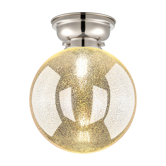 Innovations Beacon 10in 1-Light Flush Mount | Industrial Polished Nickel and Mercury Seeded Glass | Hallway & Bathroom Ceiling | Model 623-1F-PN-G208-10