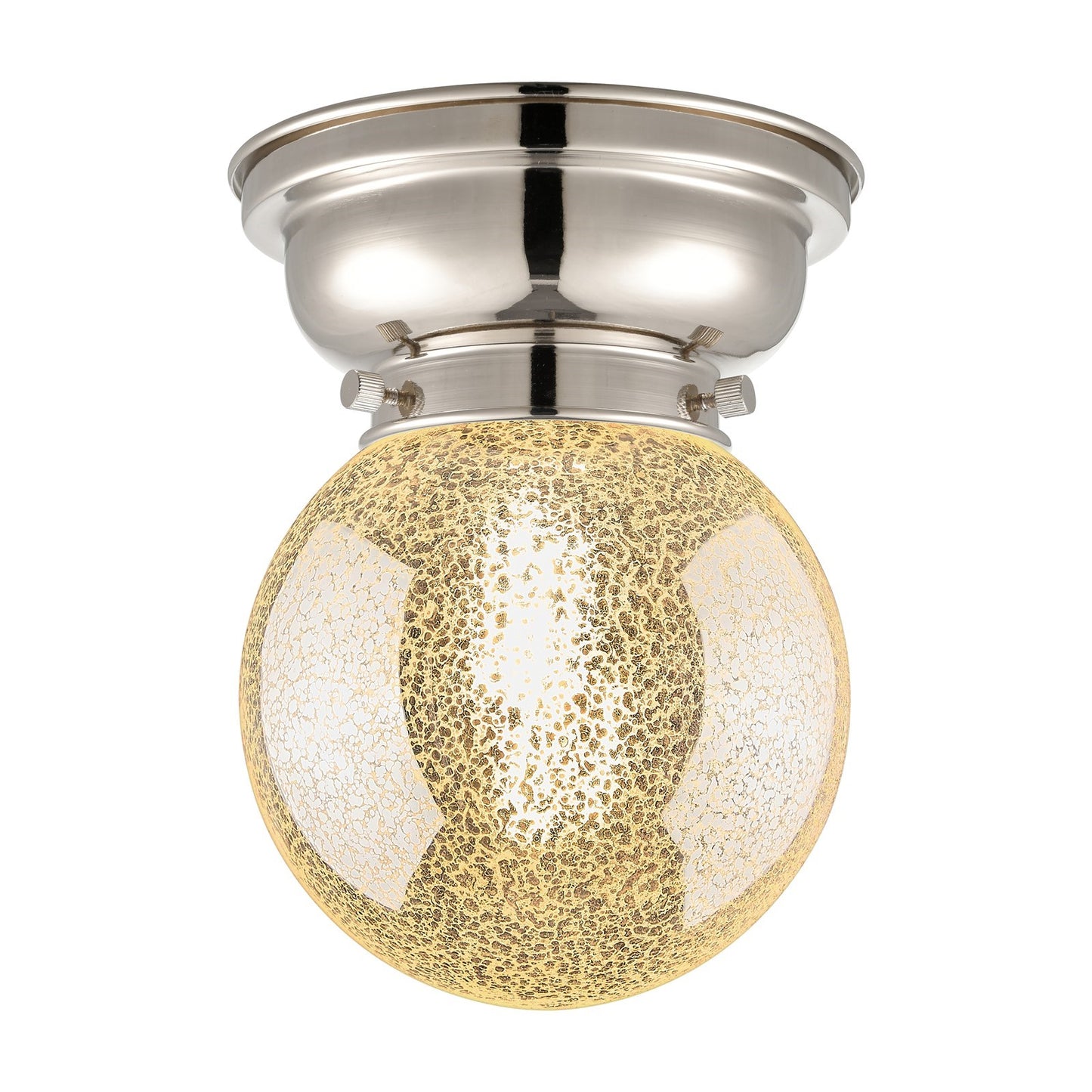 Innovations Beacon 6in 1-Light Flush Mount | Industrial Polished Nickel and Mercury Seeded Glass | Bathroom & Hallway | 6 x 6 x | Model 623-1F-PN-G208-6