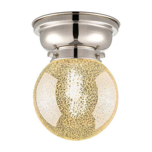 Innovations Beacon 6in 1-Light Flush Mount | Industrial Polished Nickel and Mercury Seeded Glass | Bathroom & Hallway | 6 x 6 x | Model 623-1F-PN-G208-6