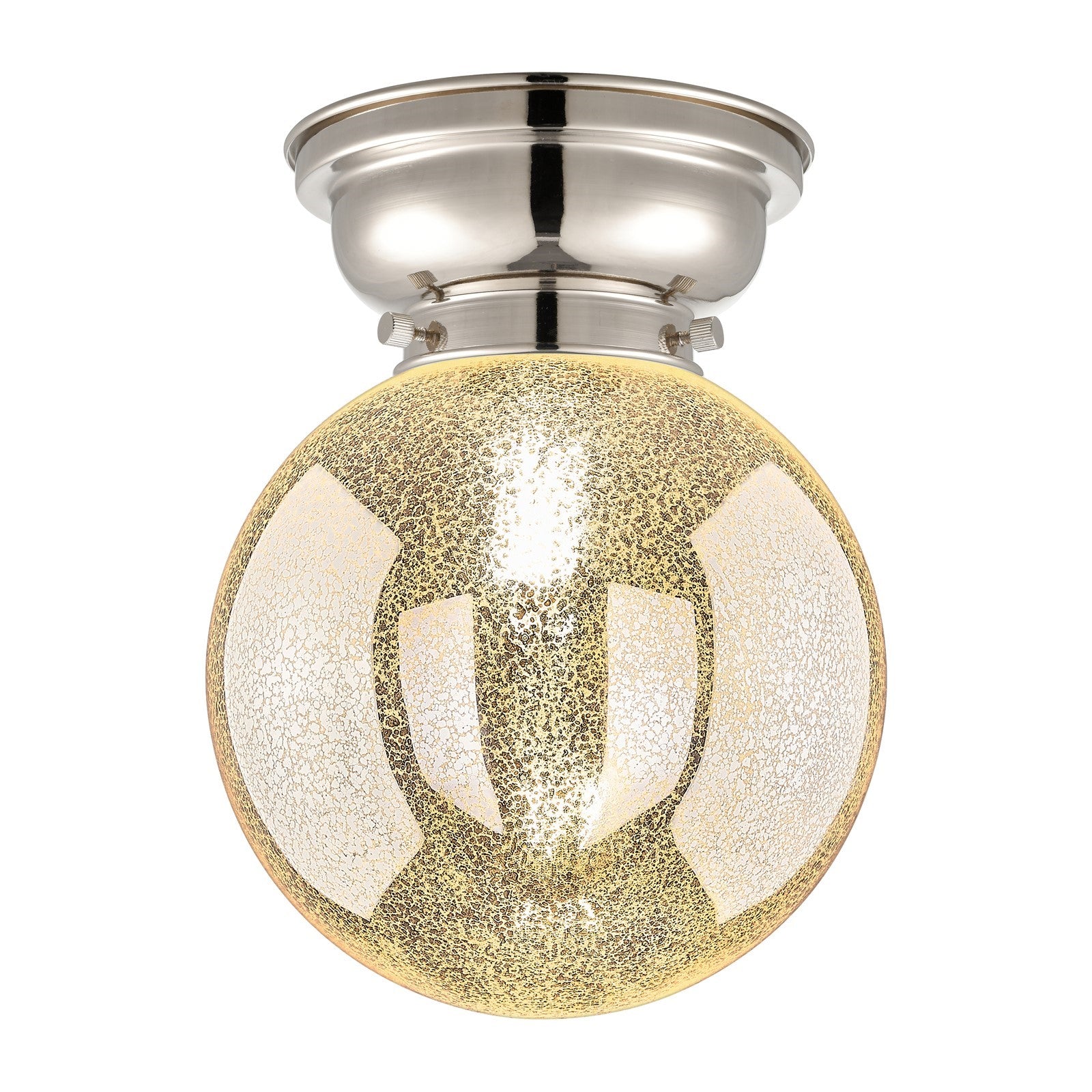 Innovations Beacon 8in 1-Light Flush Mount | Industrial Polished Nickel and Mercury Seeded Glass | Bathroom & Hallway | 8 x 8 x | Model 623-1F-PN-G208-8