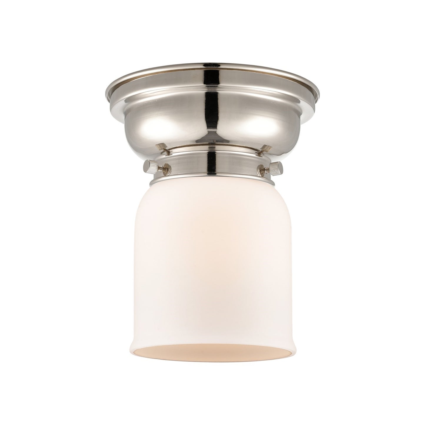 Innovations Bell 5in 1-Light Flush Mount | Industrial Farmhouse Polished Nickel and Matte White Frosted Glass | Bedroom & | Model 623-1F-PN-G51-LED
