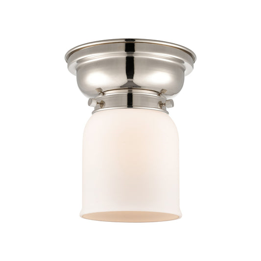 Innovations Bell 5in 1-Light Flush Mount | Industrial Farmhouse Polished Nickel and Matte White Frosted Glass | Bedroom & | Model 623-1F-PN-G51-LED