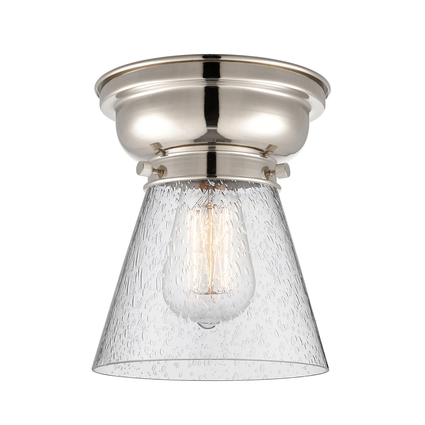 Innovations Cone 6.25in 1-Light Flush Mount | Industrial Polished Nickel Steel and Seedy Glass | Entryway & Hallway | 6.25 x 6.25 x | Model 623-1F-PN-G64