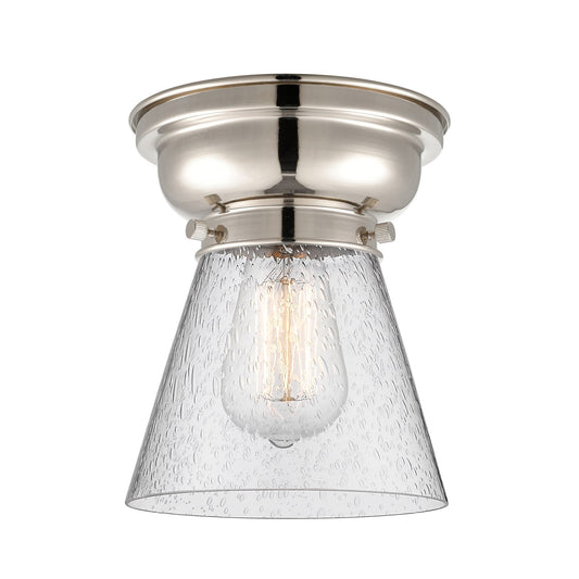 Innovations Cone 6.25in 1-Light Flush Mount | Industrial Polished Nickel Steel and Seedy Glass | Entryway & Hallway | 6.25 x 6.25 x | Model 623-1F-PN-G64