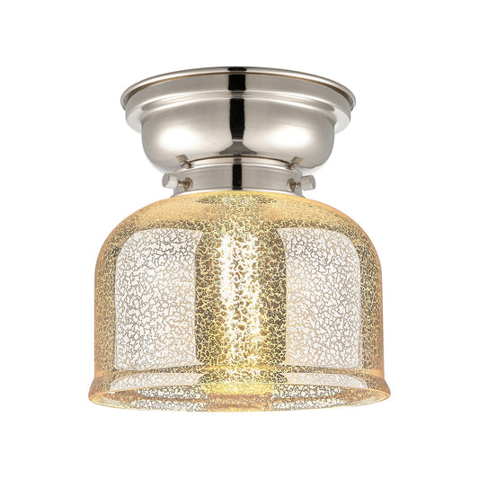 Innovations Bell 8in 1-Light Flush Mount | Traditional Polished Nickel and Silver Plated Mercury Glass | Bedroom & Hallway | Model 623-1F-PN-G78-LED