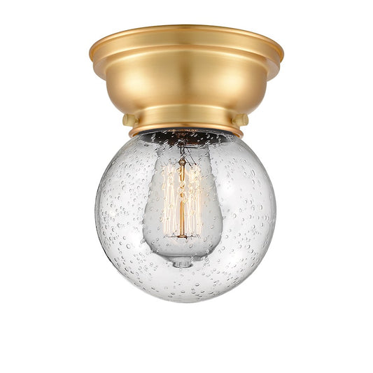 Innovations Beacon 1 Light Flush Mount, Satin Gold/Seedy