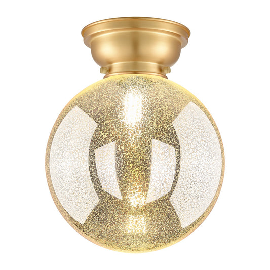 Innovations Beacon 10in 1-Light Flush Mount | Industrial Satin Gold Steel and Mercury Seeded Glass | Entryway & Hallway | 10 x | Model 623-1F-SG-G208-10