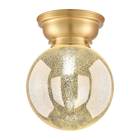 Innovations Beacon 8in 1-Light Flush Mount | Industrial Satin Gold Steel and Mercury Seeded Glass | Damp-Rated Hallway & Bathroom | Model 623-1F-SG-G208-8