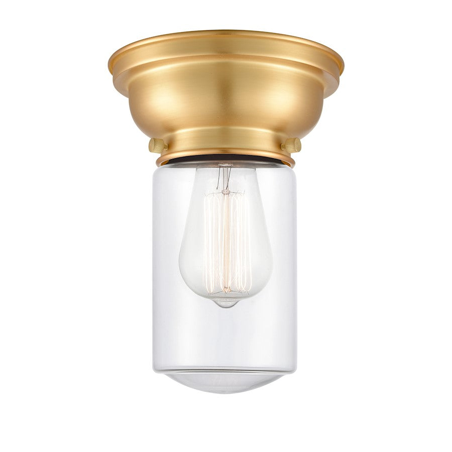 Innovations 312 Dover 1 Light Flush Mount, Satin Gold/Clear