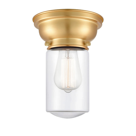 Innovations 312 Dover 1 Light Flush Mount, Satin Gold/Clear