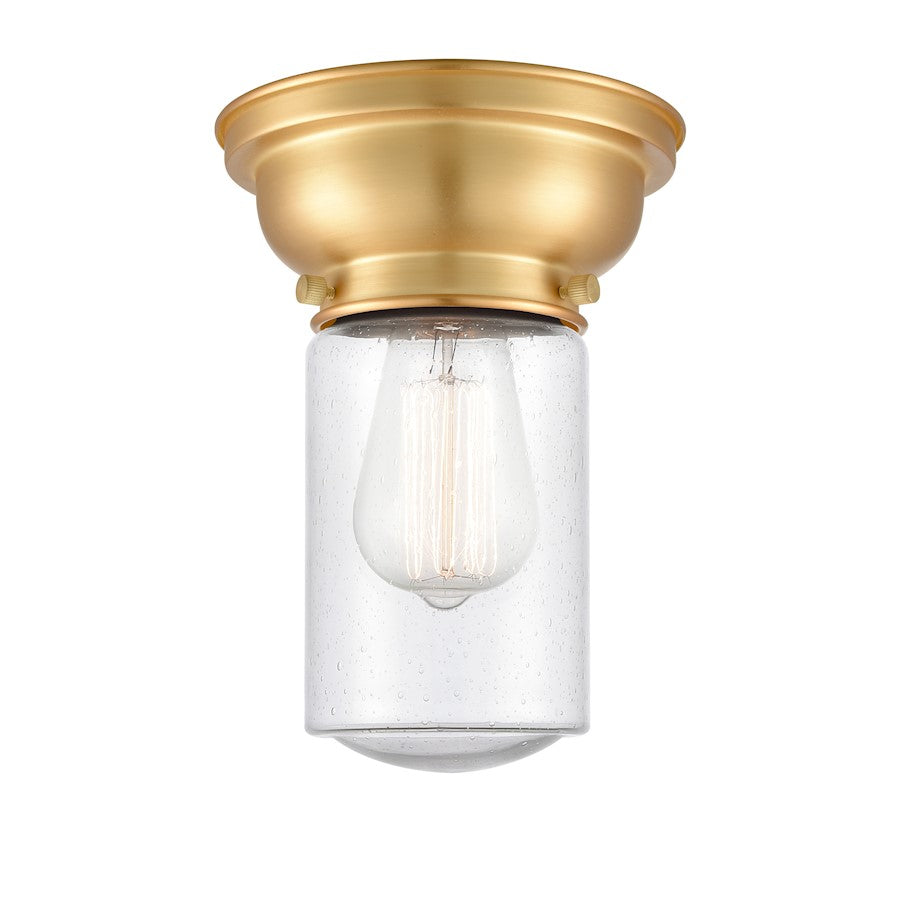 Innovations 314 Dover 1 Light Flush Mount, Satin Gold/Seedy