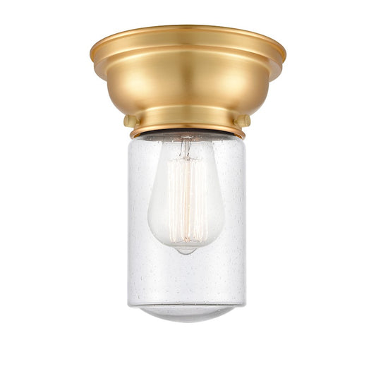 Innovations 314 Dover 1 Light Flush Mount, Satin Gold/Seedy