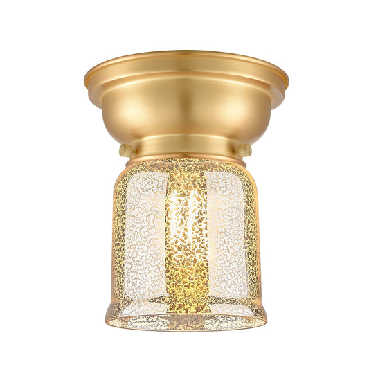 Innovations Bell 5in 1-Light Flush Mount | Traditional Farmhouse Satin Gold and Silver Plated Mercury Glass | Entryway & Hallway | Model 623-1F-SG-G58-LED