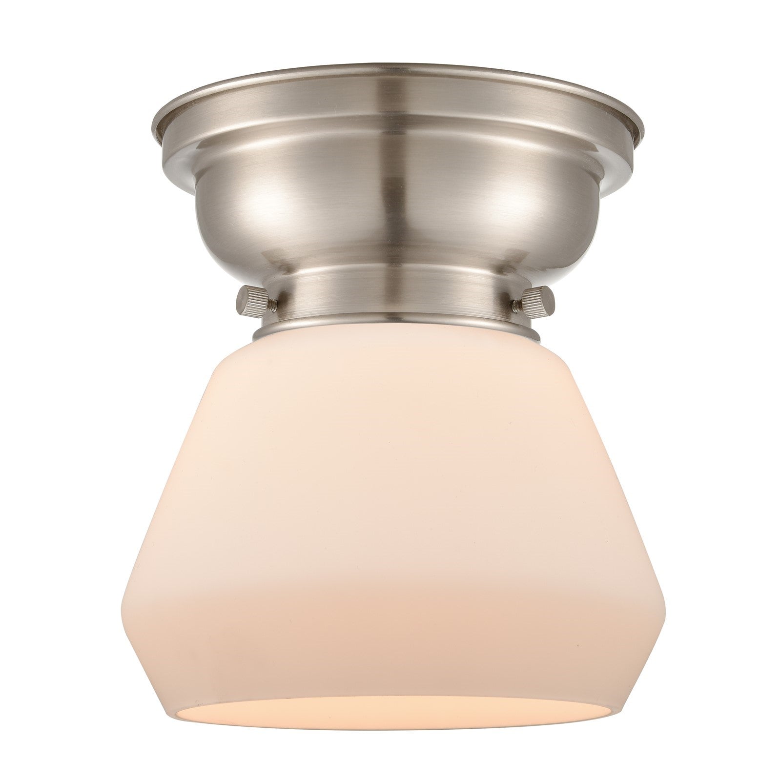 Innovations Fulton 7in 1-Light Flush Mount | Industrial Brushed Satin Nickel and Matte White Frosted Glass | Hallway & Bedroom | Model 623-1F-SN-G171-LED