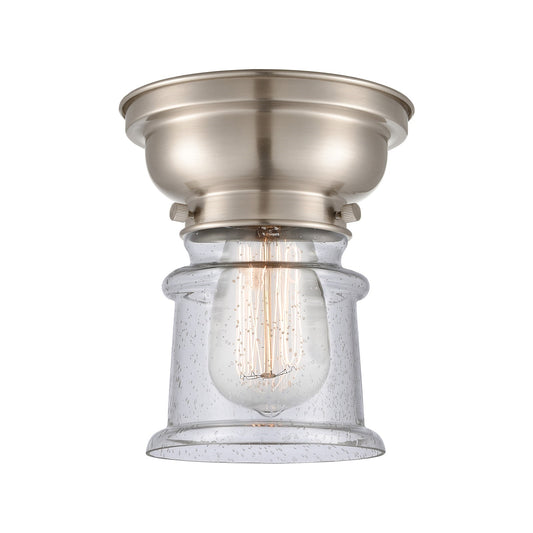 Innovations Canton 6in 1-Light Flush Mount | Industrial Brushed Satin Nickel Steel and Seedy Glass | Entryway & Hallway | 5.25 | Model 623-1F-SN-G184S-LED