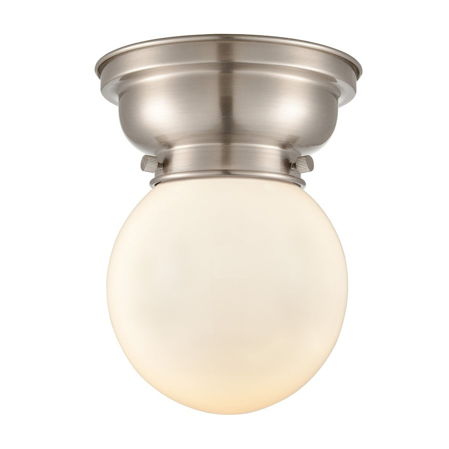 Innovations Beacon 1 Light Flush Mount, Nickel/Matte White