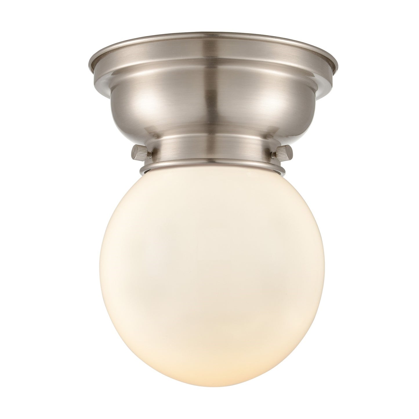 Innovations Beacon 6in 1-Light Flush Mount | Industrial Brushed Satin Nickel and Matte White Frosted Glass | Entryway & | Model 623-1F-SN-G201-6-LED