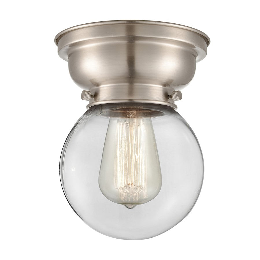 Innovations Beacon 1 Light Flush Mount, Nickel/Clear