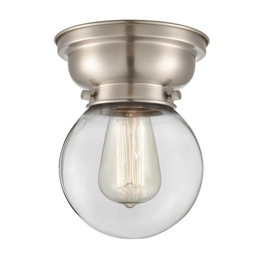 Innovations Beacon 1 Light Flush Mount, Nickel/Clear