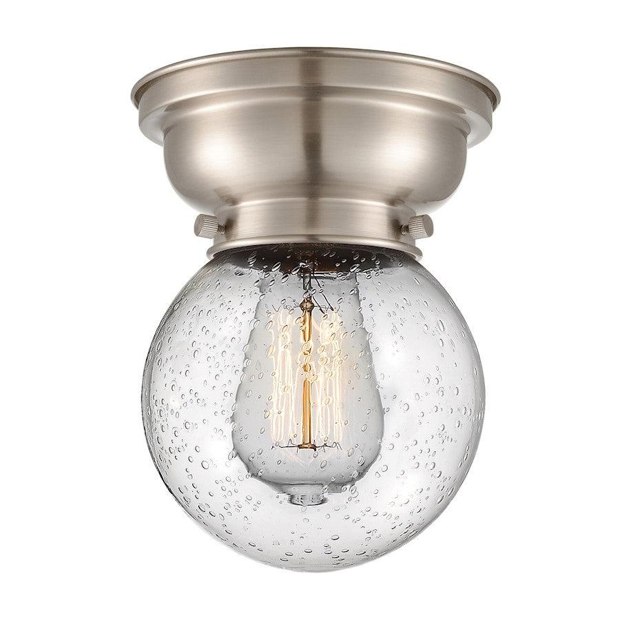 Innovations Beacon 1 Light Flush Mount, Nickel/Seedy