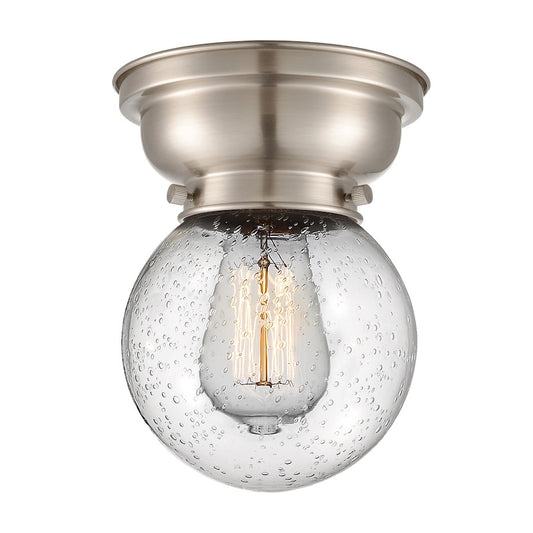 Innovations Beacon 1 Light Flush Mount, Nickel/Seedy