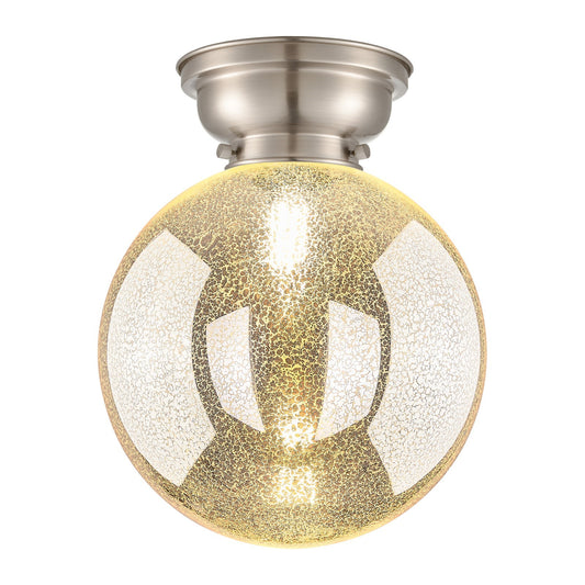 Innovations Beacon 10in 1-Light Flush Mount | Industrial Brushed Satin Nickel and Mercury Seeded Glass | Damp-Rated Hallway & | Model 623-1F-SN-G208-10