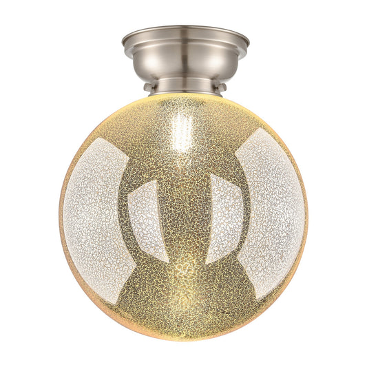 Innovations Beacon 12in 1-Light Flush Mount | Industrial Brushed Satin Nickel and Mercury Seeded Glass | Entryway & Hallway | 12 | Model 623-1F-SN-G208-12