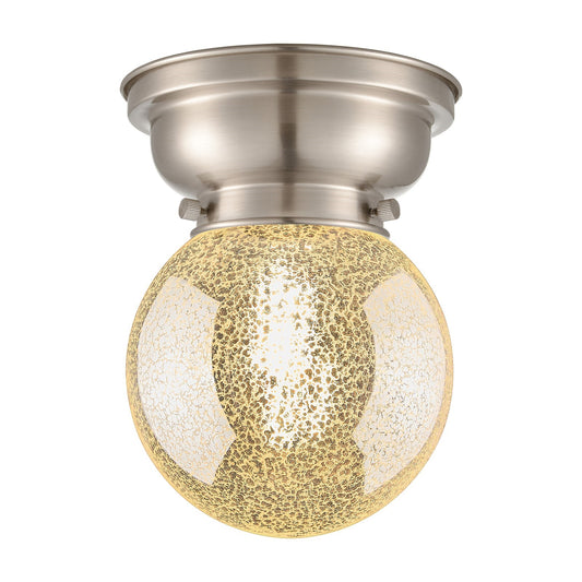 Innovations Beacon 6in 1-Light Flush Mount | Industrial Brushed Satin Nickel and Mercury Seeded Glass | Hallway & Bathroom | Model 623-1F-SN-G208-6