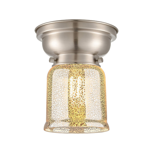 Innovations Bell 5in 1-Light Flush Mount | Traditional Farmhouse Brushed Satin Nickel and Silver Plated Mercury Glass | Hallway & | Model 623-1F-SN-G58