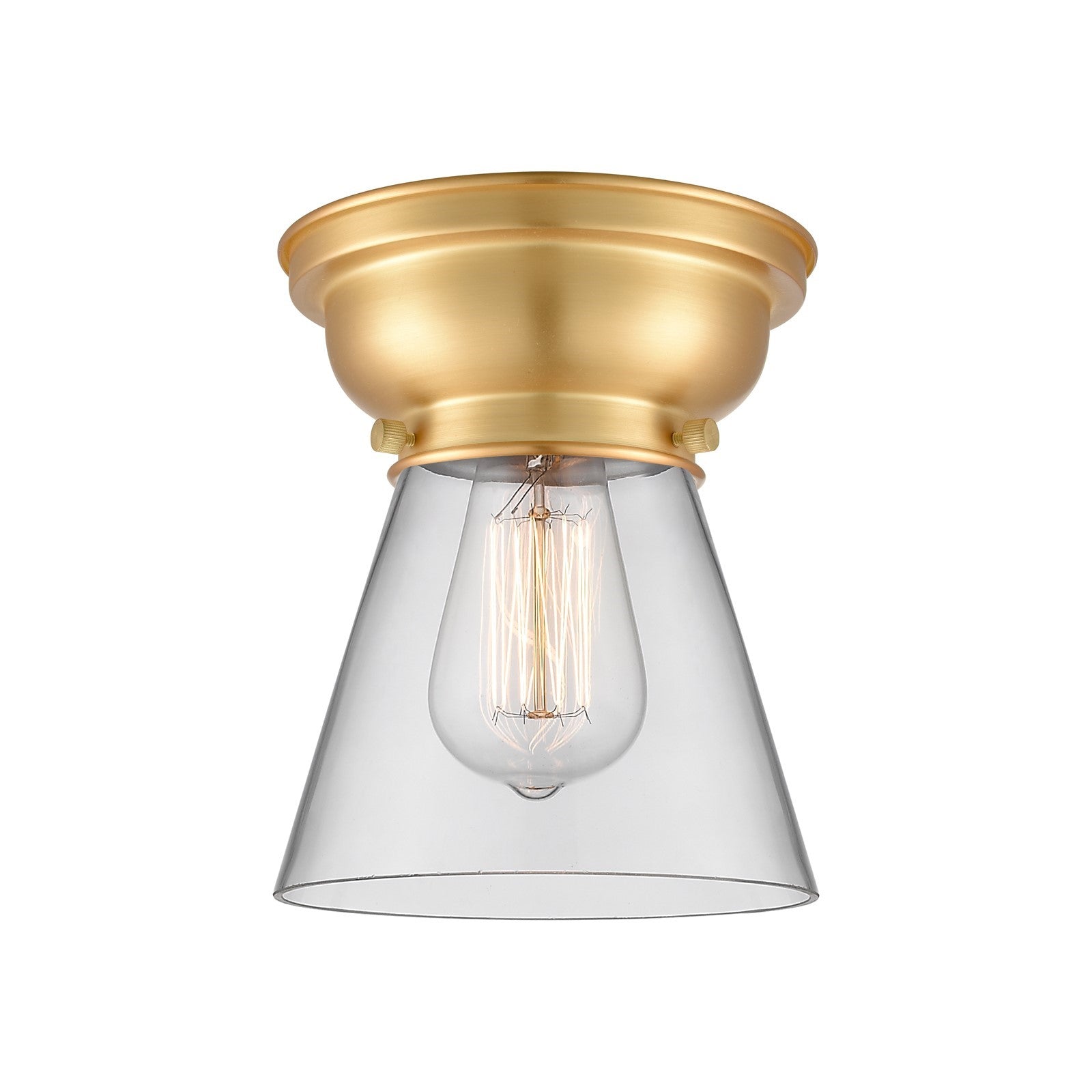 Innovations Cone 6.25in 1-Light Flush Mount | Industrial Brushed Satin Nickel Steel and Clear Glass | Hallway & Bedroom | 6.25 x | Model 623-1F-SN-G62