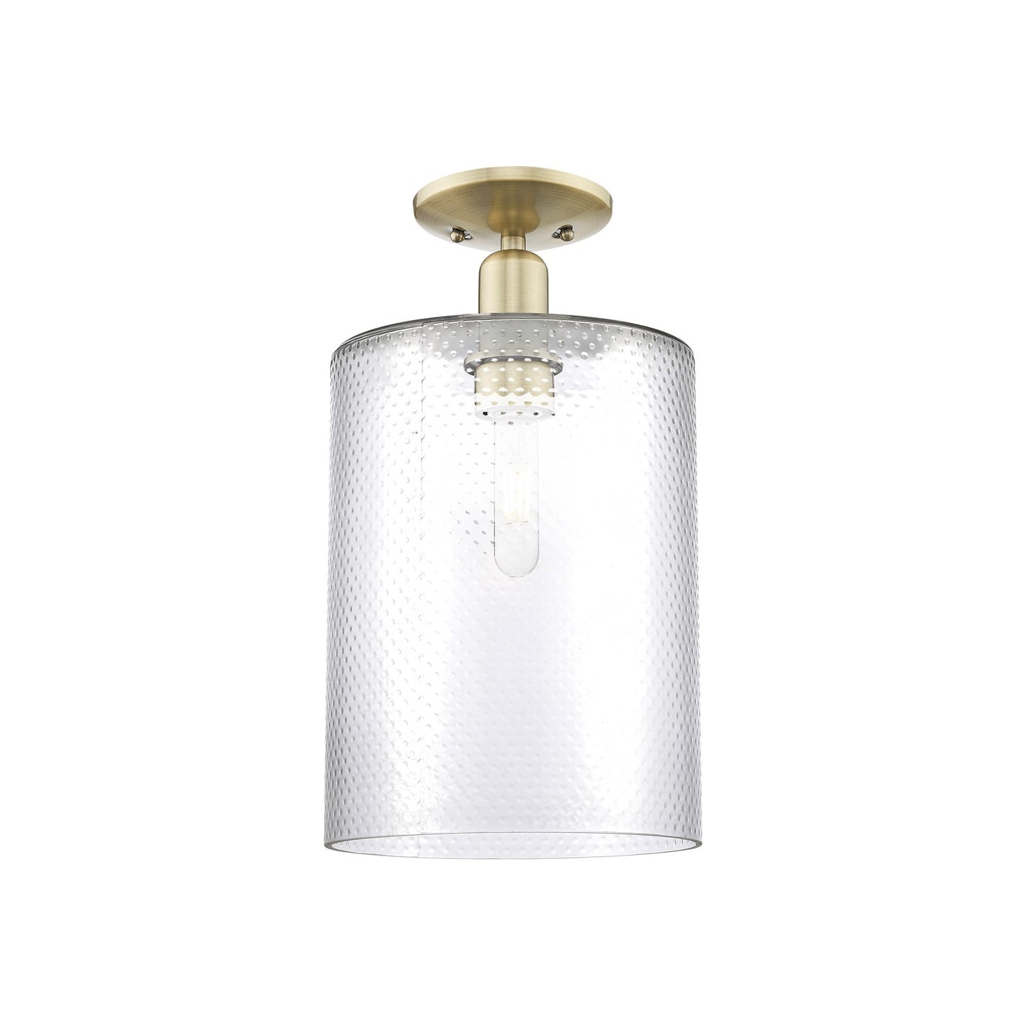 Innovations Cobbleskill 9in 1-Light Semi-Flush Mount | Industrial Antique Brass Steel and Clear Glass | Entryway & Hallway | 9 x | Model 716-1C-AB-G112-L