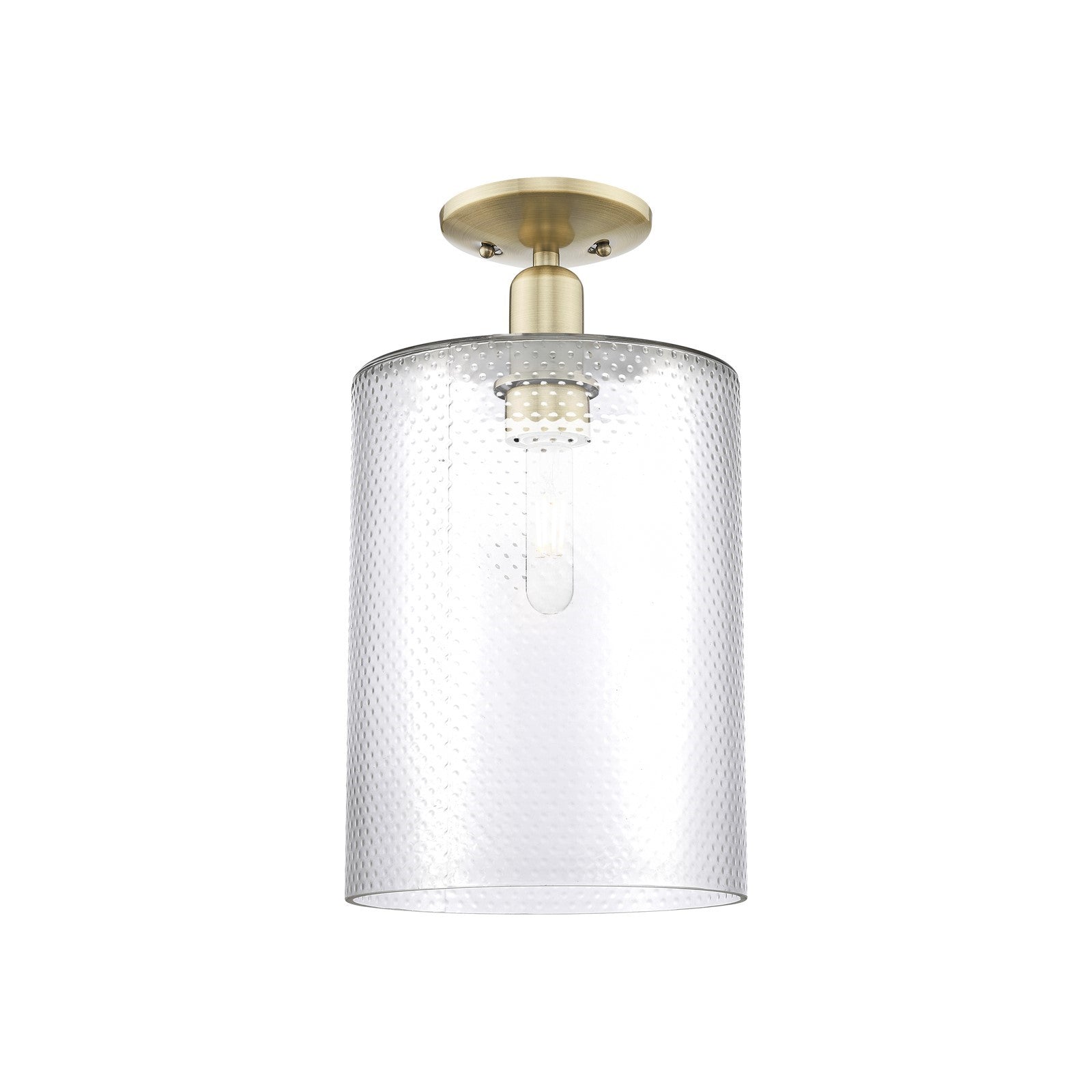 Innovations Cobbleskill 9in 1-Light Semi-Flush Mount | Industrial Antique Brass Steel and Clear Glass | Entryway & Hallway | 9 x | Model 716-1C-AB-G112-L