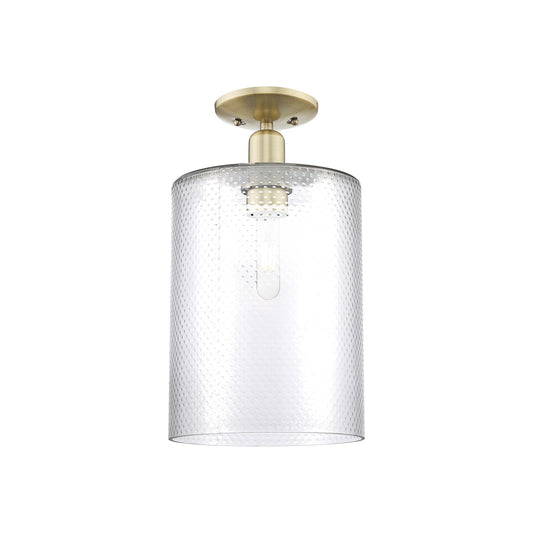 Innovations Cobbleskill 9in 1-Light Semi-Flush Mount | Industrial Antique Brass Steel and Clear Glass | Entryway & Hallway | 9 x | Model 716-1C-AB-G112-L