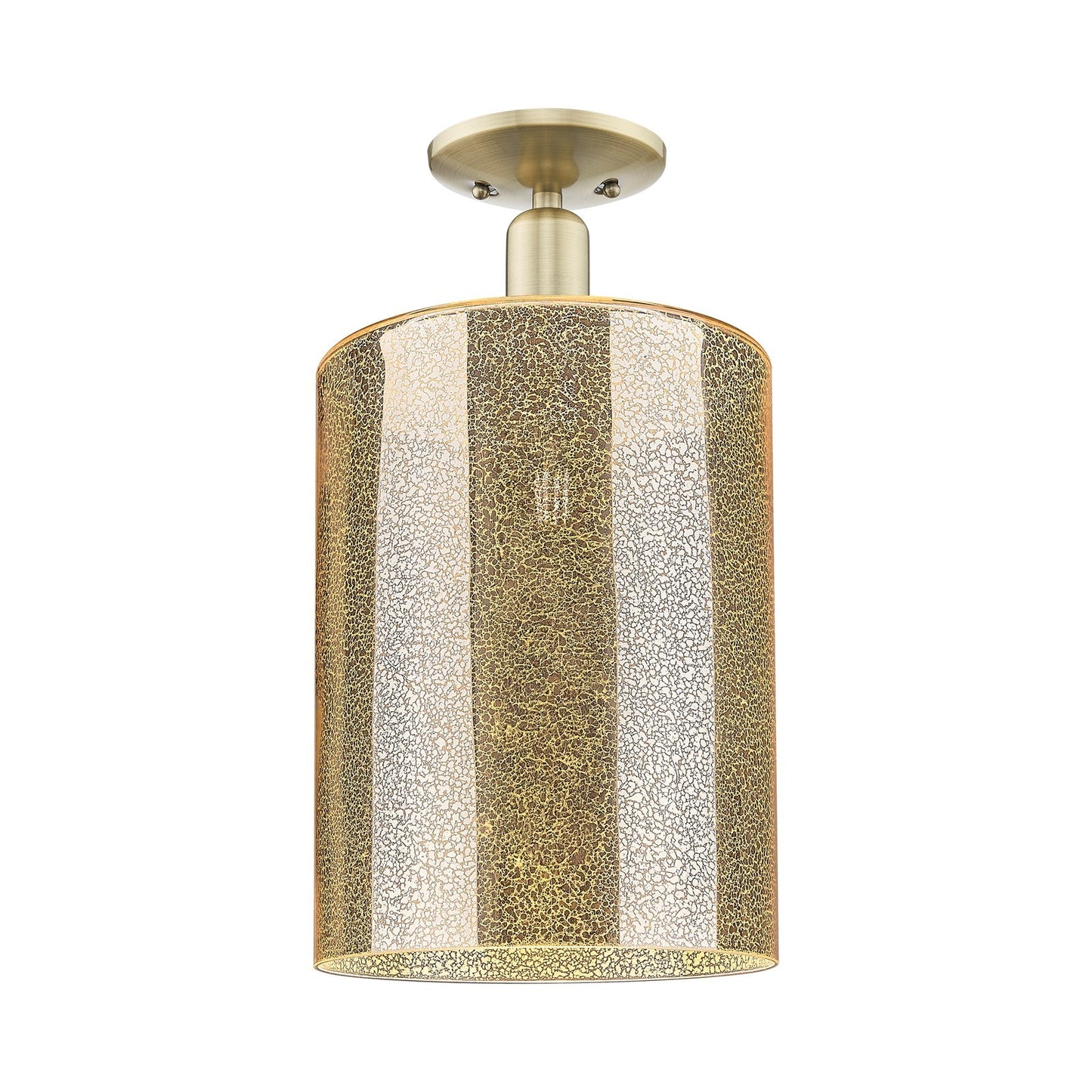 Innovations Cobbleskill 9in 1-Light Semi-Flush Mount | Industrial Antique Brass Steel and Mercury Glass | Entryway & Hallway | 9 | Model 716-1C-AB-G116-L
