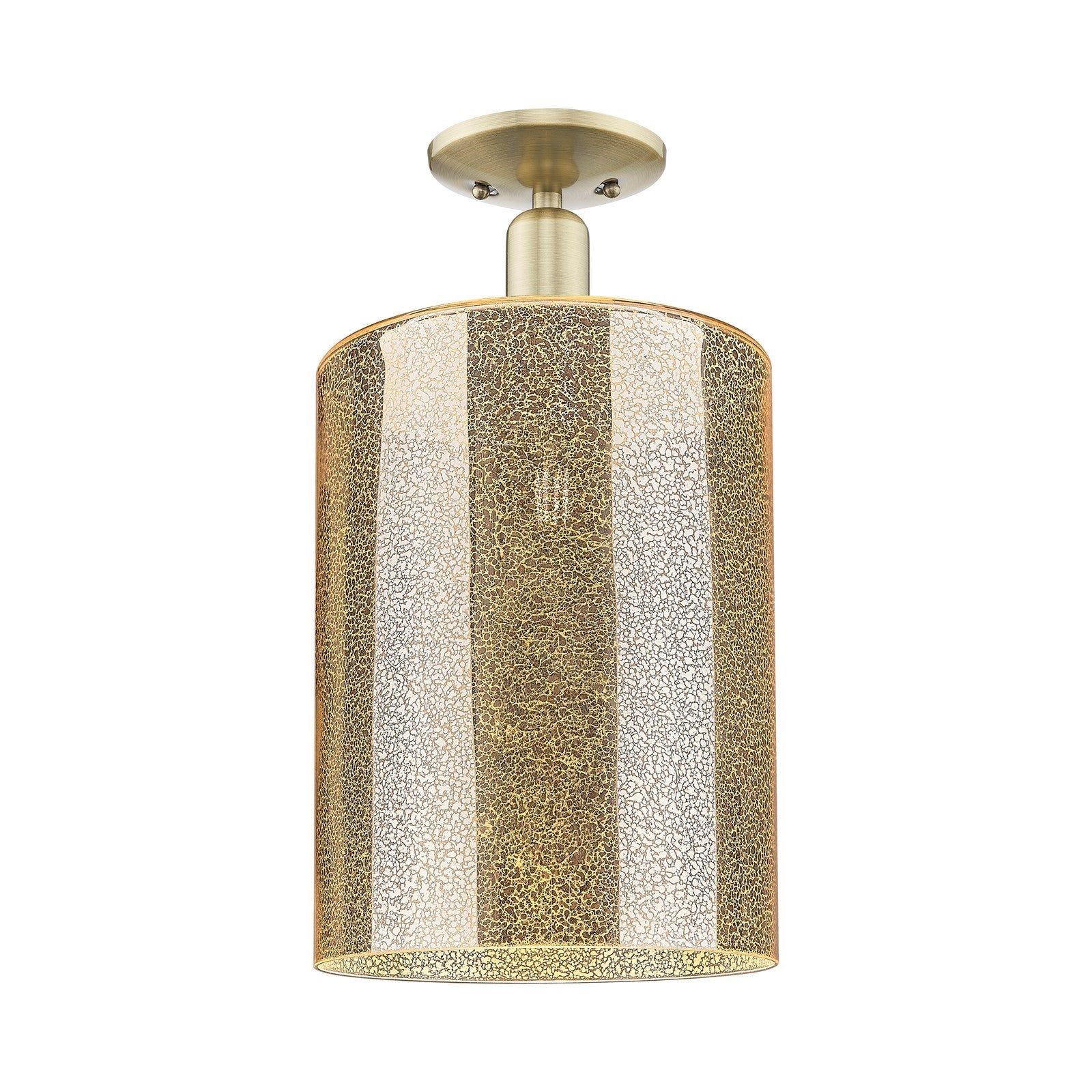 Innovations Cobbleskill 9in 1-Light Semi-Flush Mount | Industrial Antique Brass Steel and Mercury Glass | Entryway & Hallway | 9 | Model 716-1C-AB-G116-L
