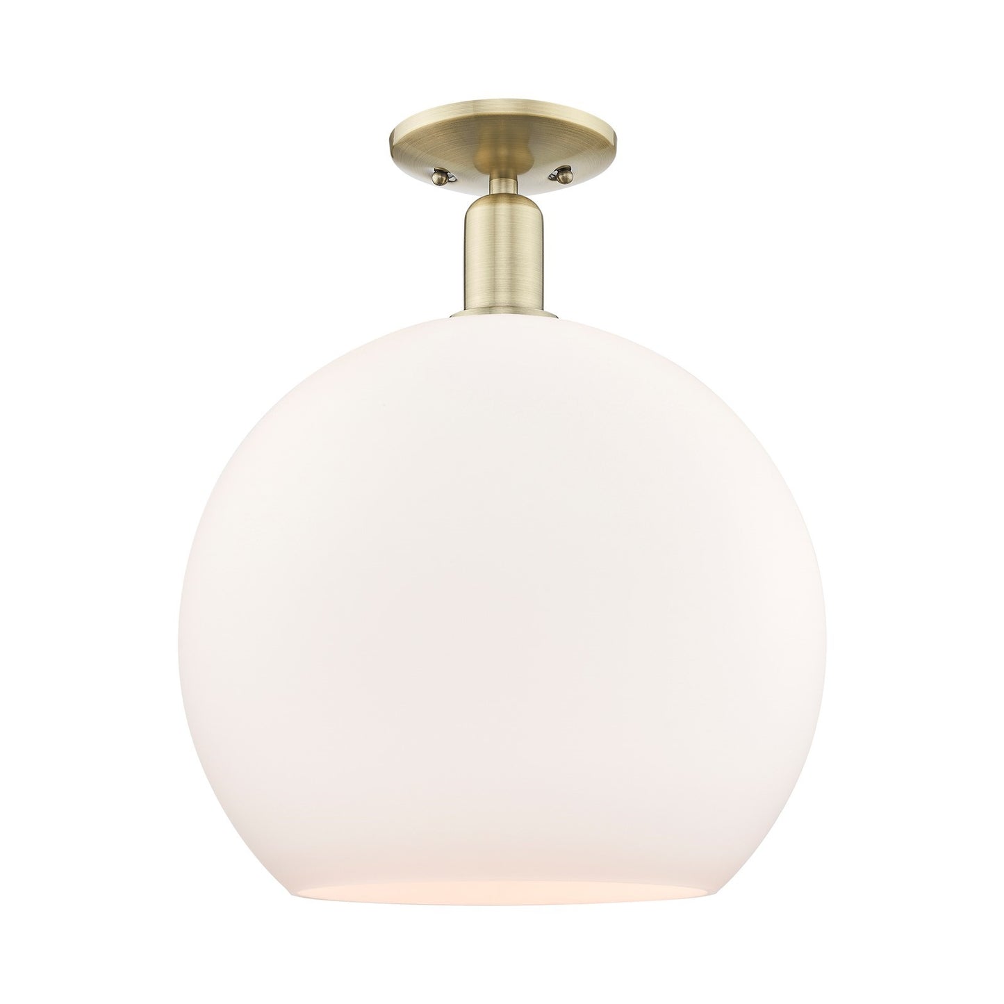 Innovations Athens 14in 1-Light Semi-Flush Mount | Industrial Antique Brass Steel and Matte White Glass | Entryway & Hallway | Model 716-1C-AB-G121-14