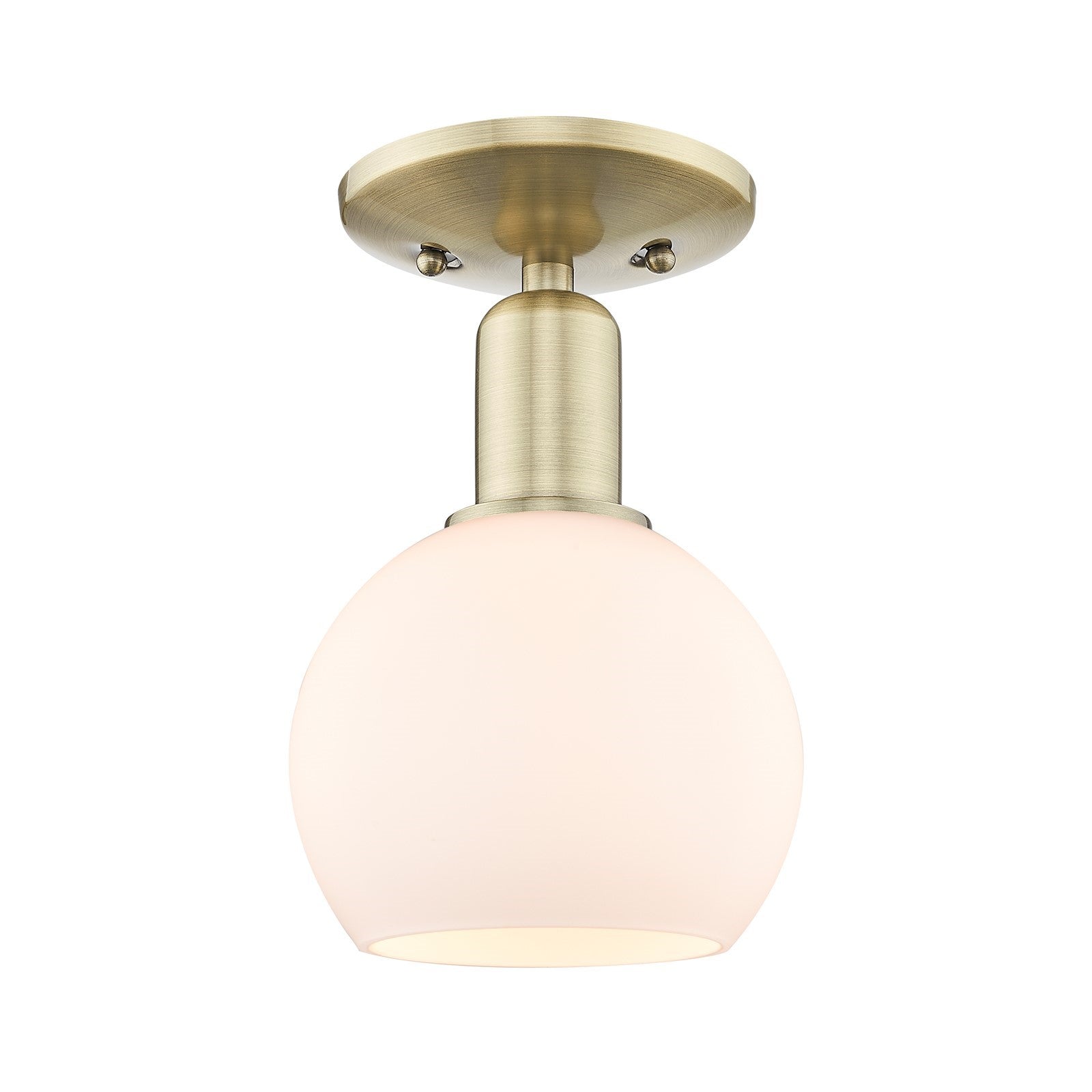 Innovations Athens 6in 1-Light Semi-Flush Mount | Industrial Antique Brass Steel and Matte White Glass | Entryway & Hallway | Model 716-1C-AB-G121-6