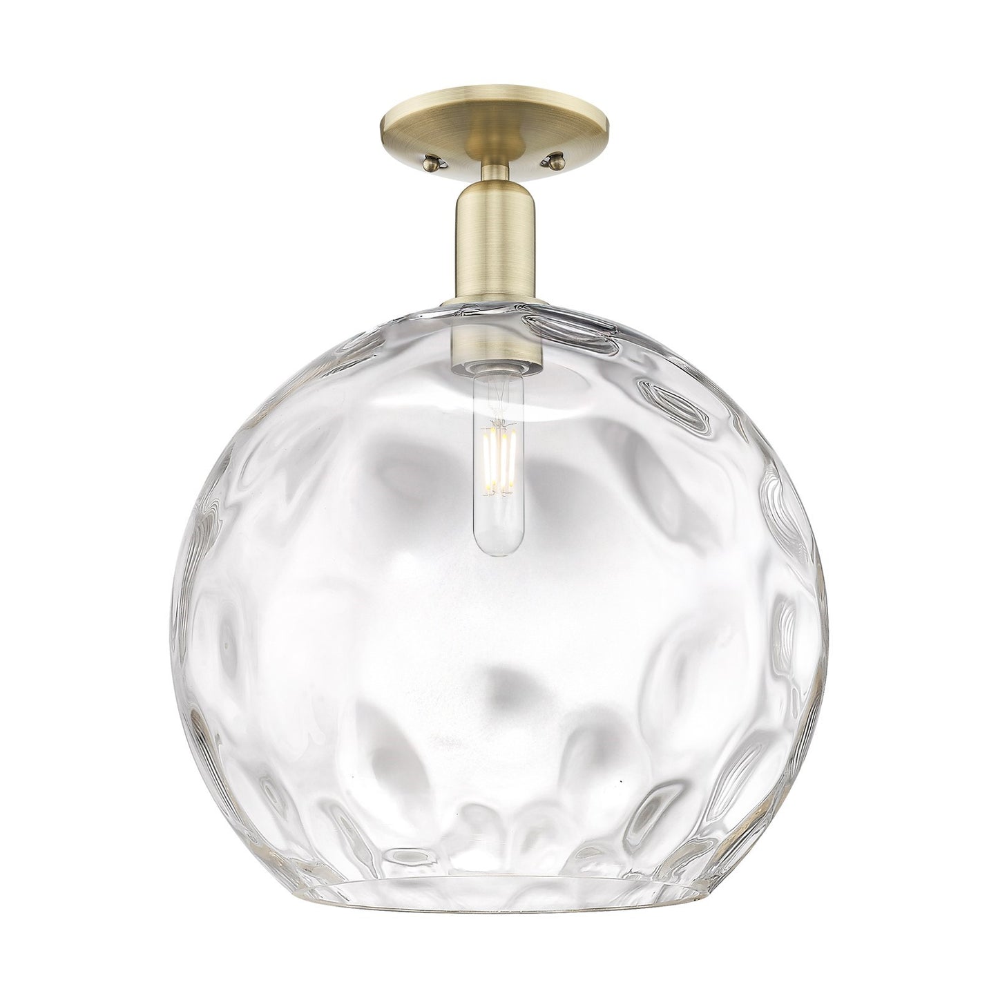 Innovations Athens 13in 1-Light Semi-Flush Mount | Industrial Antique Brass and Clear Water Glass | Entryway & Hallway | 13 x | Model 716-1C-AB-G1215-14