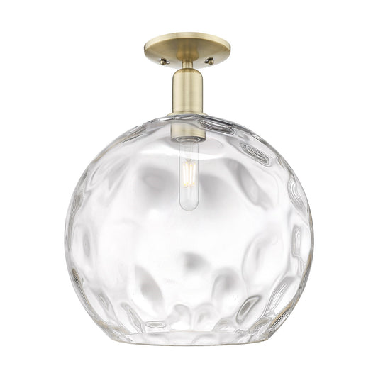 Innovations Athens 13in 1-Light Semi-Flush Mount | Industrial Antique Brass and Clear Water Glass | Entryway & Hallway | 13 x | Model 716-1C-AB-G1215-14