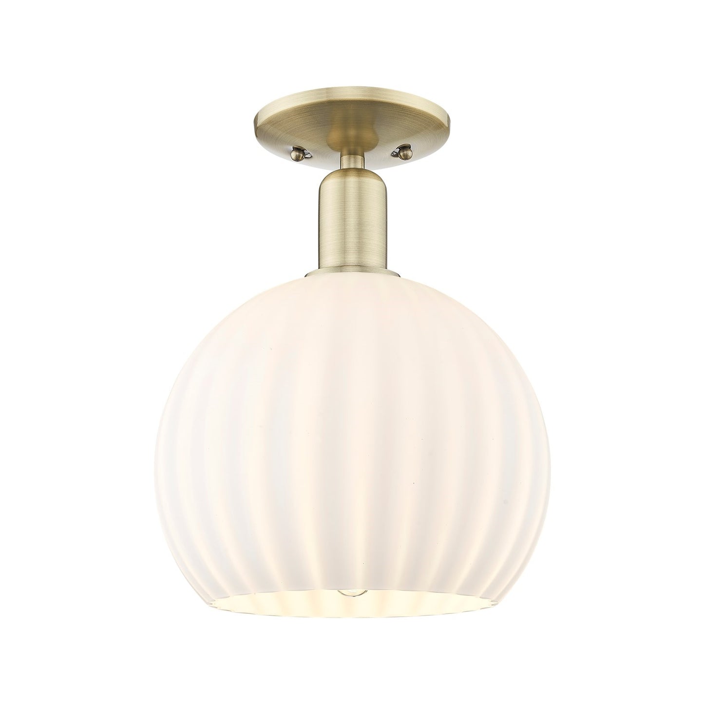 Innovations Lighting Arcadia 10in 1-Light Semi-Flush Mount | Industrial Antique Brass and White Venetian Glass | Entryway & | Model 716-1C-AB-G1217-10WV
