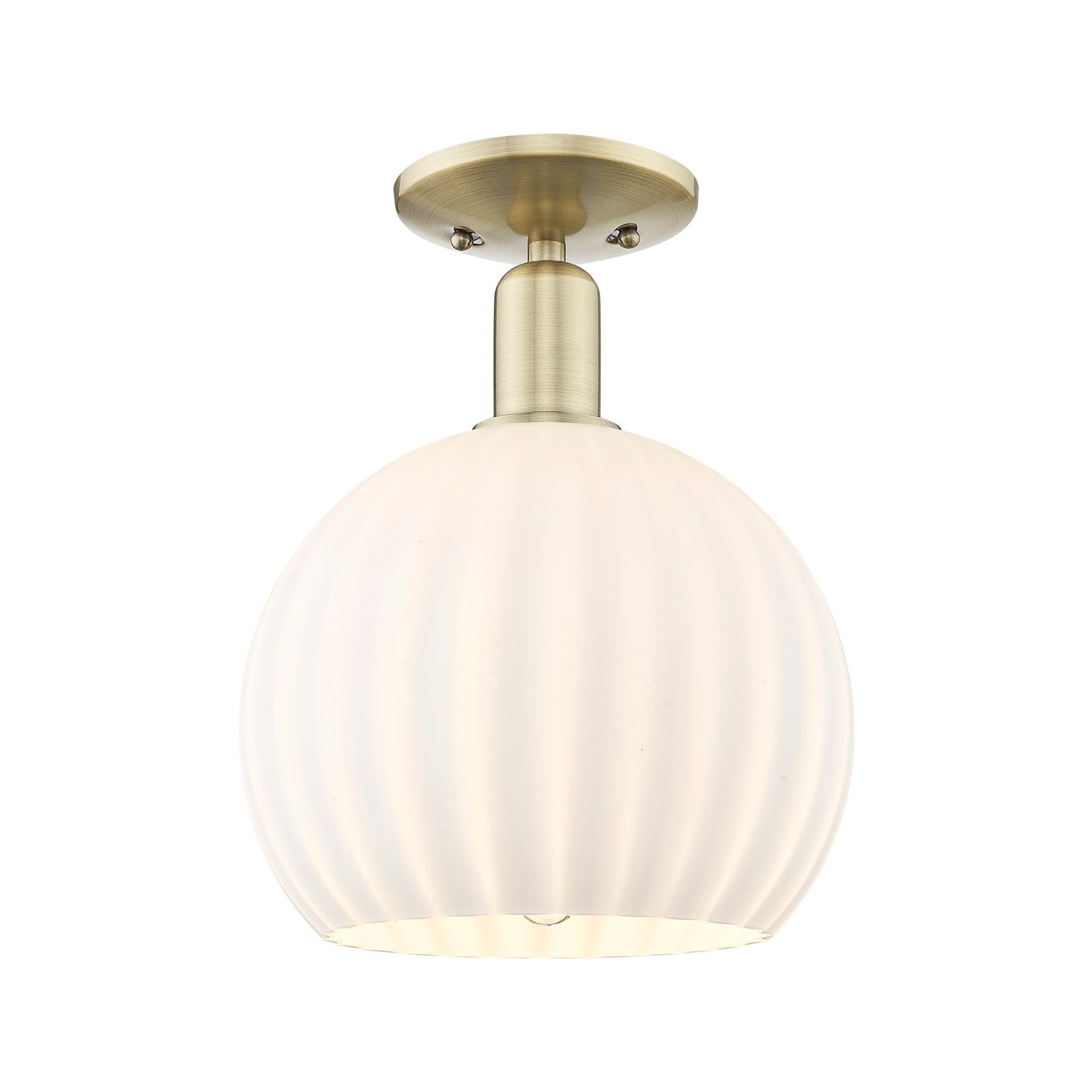 Innovations Lighting Arcadia 10in 1-Light Semi-Flush Mount | Industrial Antique Brass and White Venetian Glass | Entryway & | Model 716-1C-AB-G1217-10WV