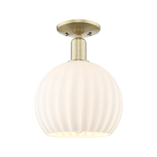 Innovations Lighting Arcadia 10in 1-Light Semi-Flush Mount | Industrial Antique Brass and White Venetian Glass | Entryway & | Model 716-1C-AB-G1217-10WV