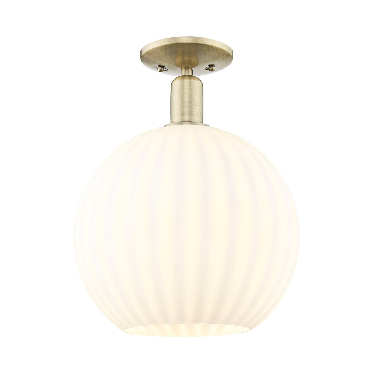 Innovations Lighting Arcadia 12in 1-Light Semi-Flush Mount | Industrial Antique Brass and White Venetian Glass | Entryway & | Model 716-1C-AB-G1217-12WV