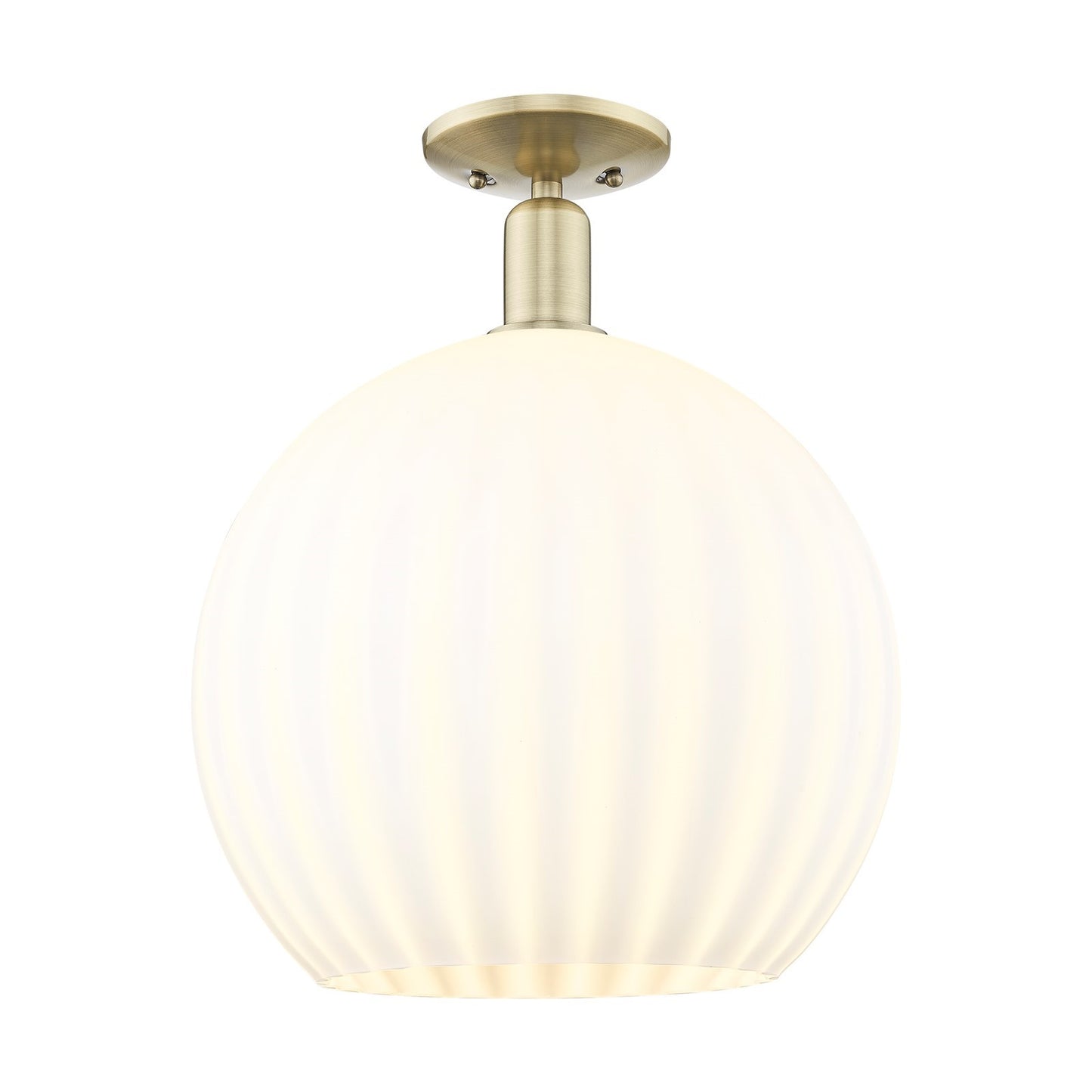 Innovations Lighting Arcadia 14in 1-Light Semi-Flush Mount | Industrial Antique Brass and White Venetian Glass | Entryway & | Model 716-1C-AB-G1217-14WV