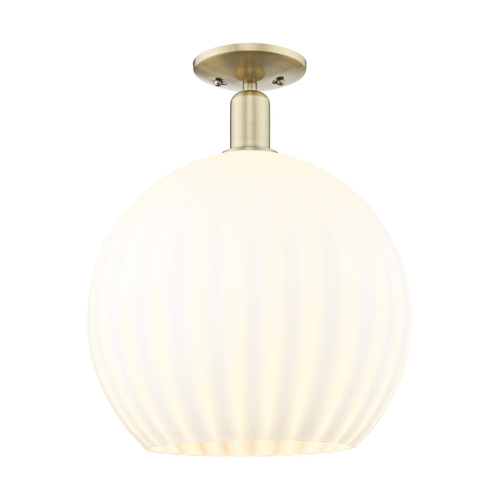 Innovations Lighting Arcadia 14in 1-Light Semi-Flush Mount | Industrial Antique Brass and White Venetian Glass | Entryway & | Model 716-1C-AB-G1217-14WV