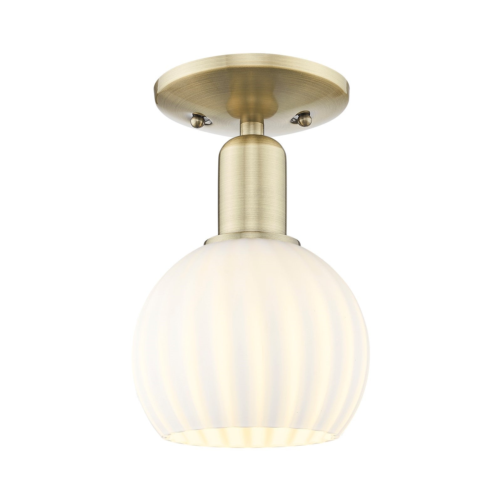 Innovations Lighting Arcadia 6in 1-Light Semi-Flush Mount | Industrial Antique Brass and White Venetian Glass | Hallway & | Model 716-1C-AB-G1217-6WV