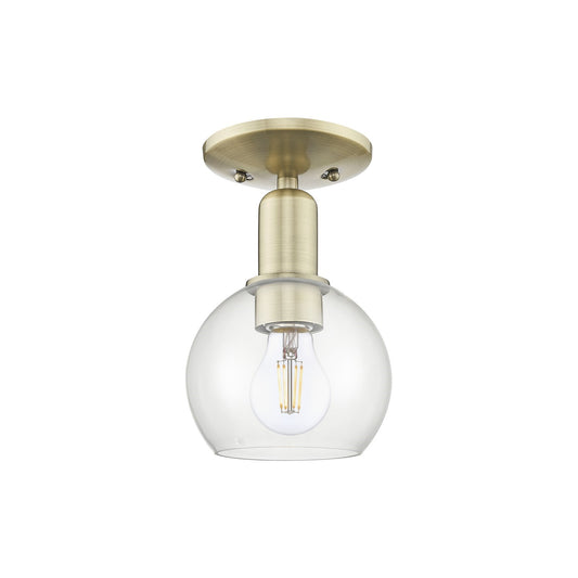 Innovations Athens 6in 1-Light Semi-Flush Mount | Industrial Antique Brass Steel and Clear Glass | Entryway & Hallway | 5.88 x | Model 716-1C-AB-G122-6