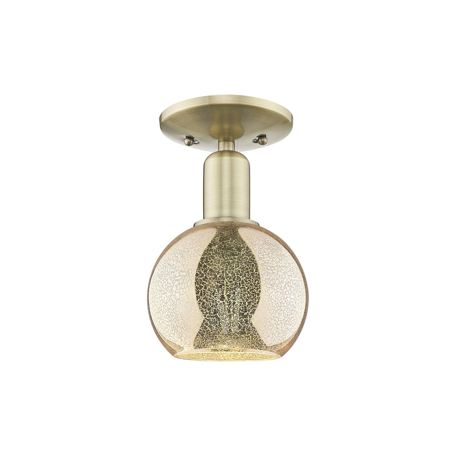 Innovations Athens 6in 1-Light Semi-Flush Mount | Industrial Antique Brass Steel and Mercury Glass | Entryway & Hallway | 5.88 x | Model 716-1C-AB-G128-6