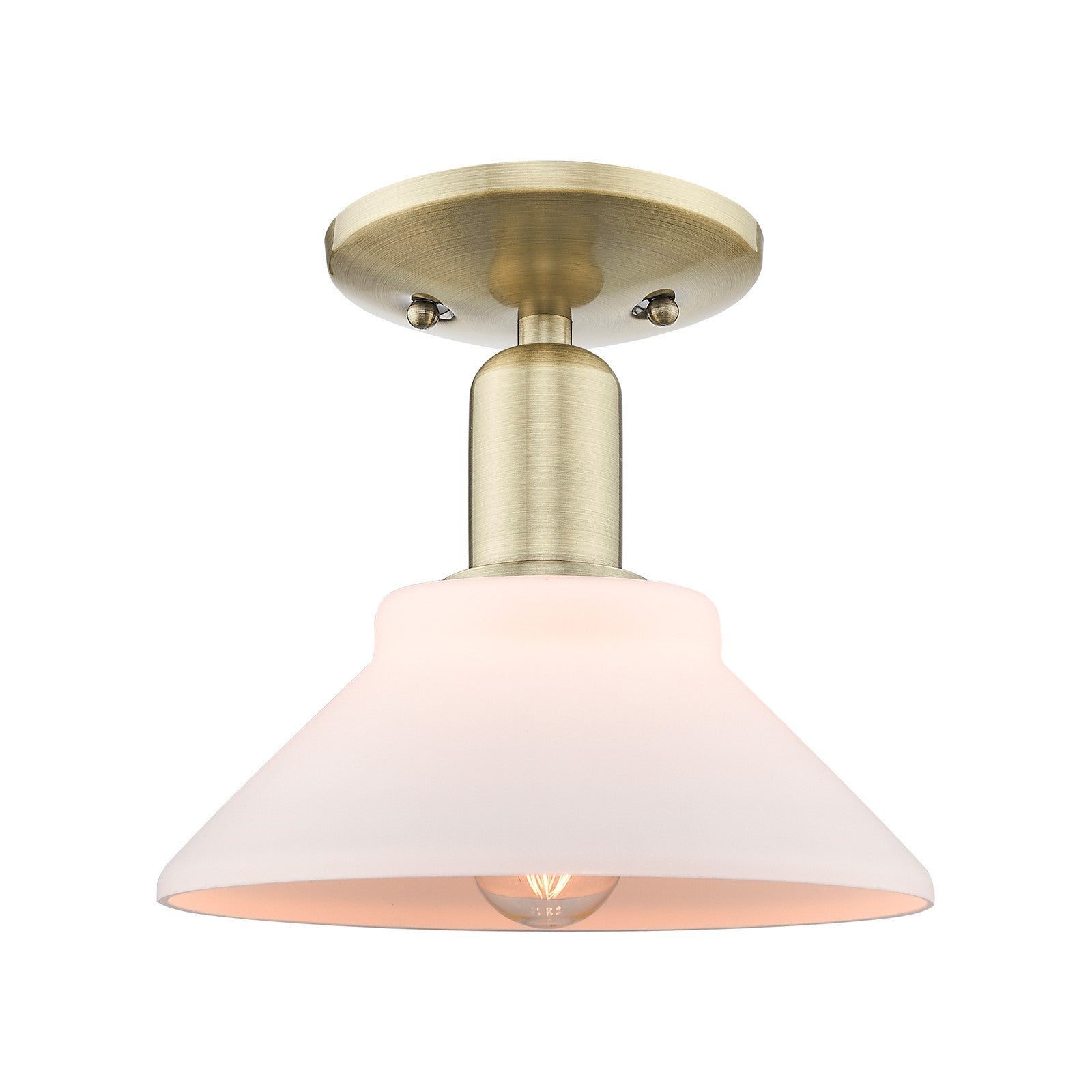 Innovations Orwell 8in 1-Light Semi-Flush Mount | Industrial Antique Brass Steel and Matte White Glass | Kitchen & Hallway | 8.38 x | Model 716-1C-AB-G131